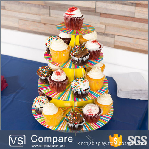 Temporary 4 Tiers Corrugated Cardboard Cupcake Stand